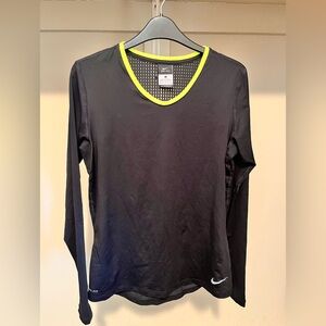 Nike Dri-FIT Black Top with Neon Yellow Accents